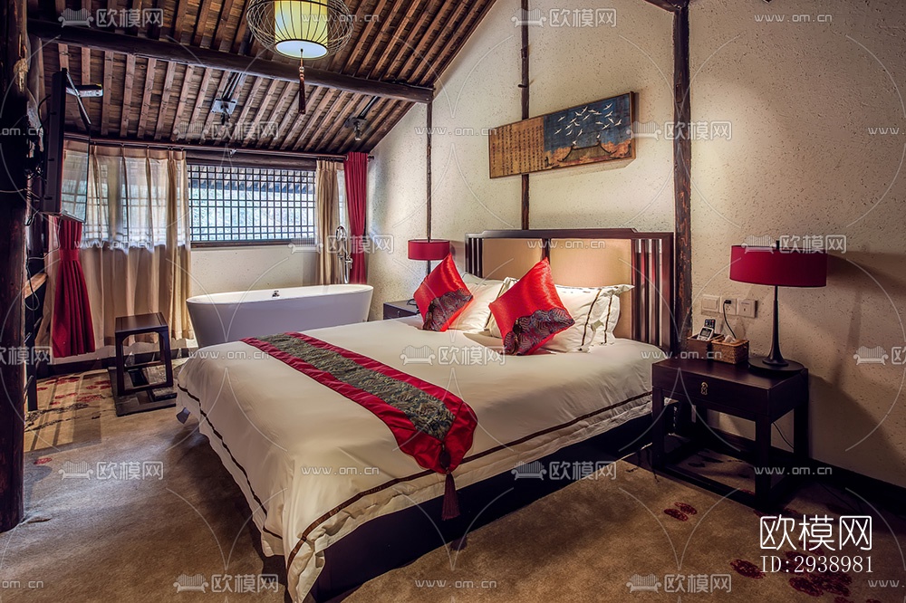 中式酒店民宿效果图下载（渲染图5）