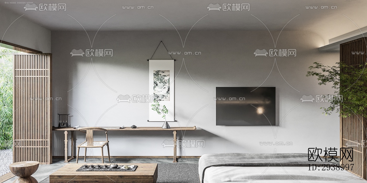 中式酒店民宿效果图下载（渲染图5）