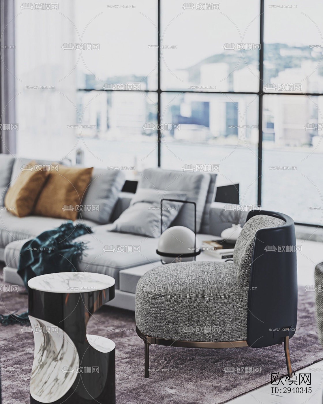 现代平层效果图下载（渲染图4）