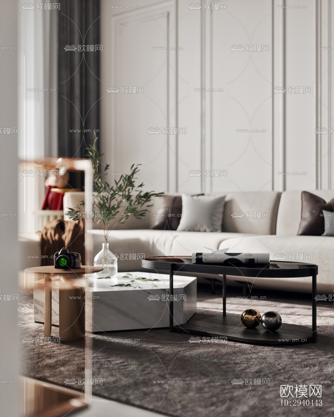 美式平层效果图下载（渲染图7）