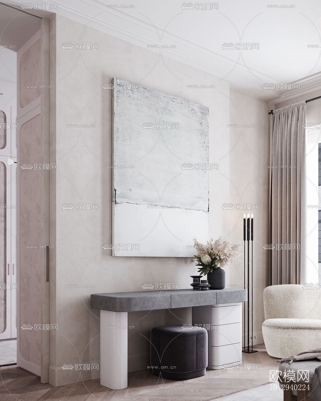 法式平层效果图下载（渲染图15）