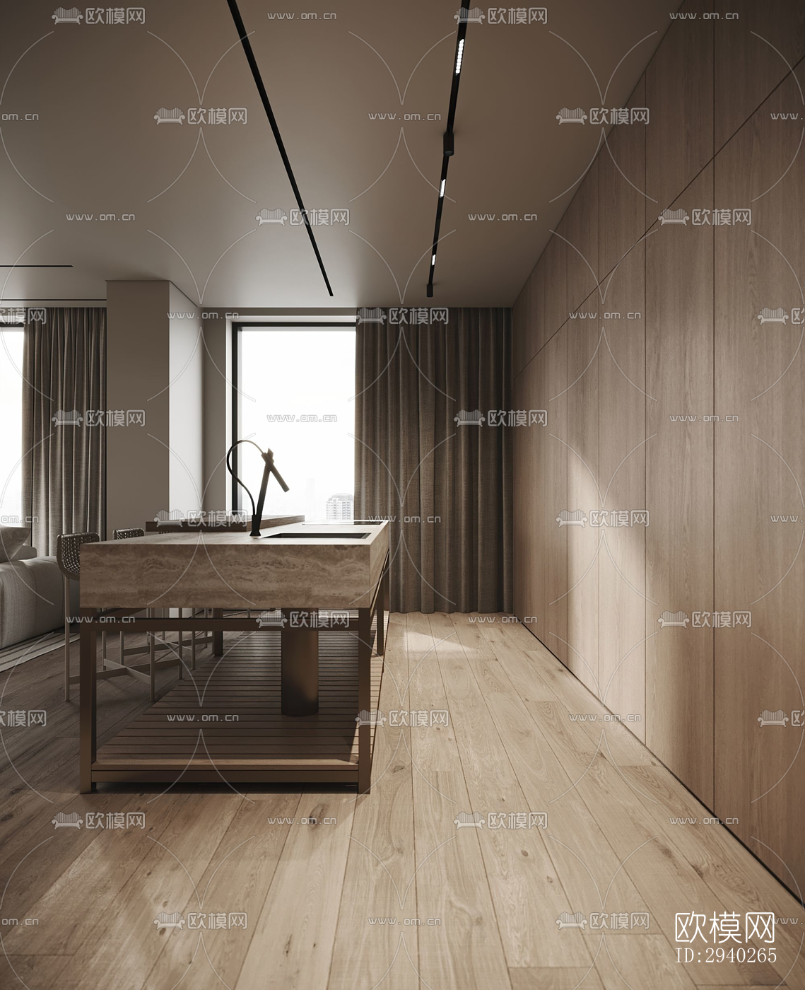 现代平层效果图下载（渲染图3）