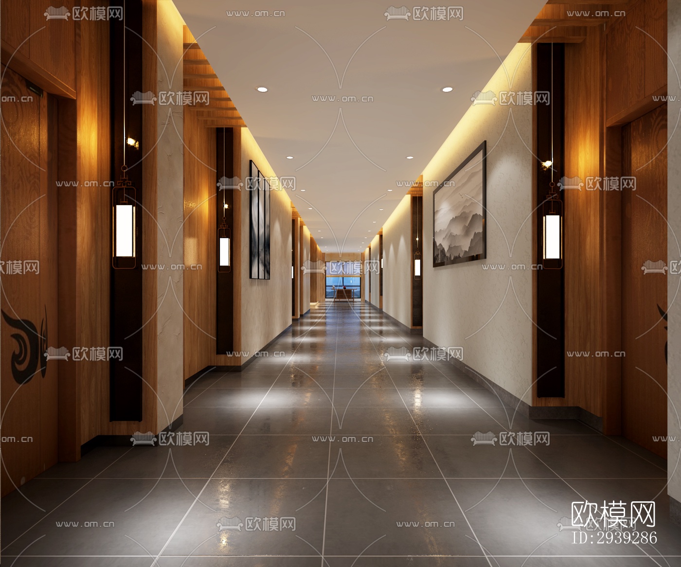 新中式酒店民宿效果图下载（渲染图15）