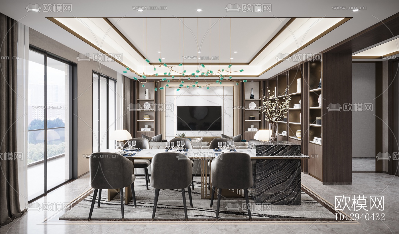 现代平层效果图下载（渲染图10）