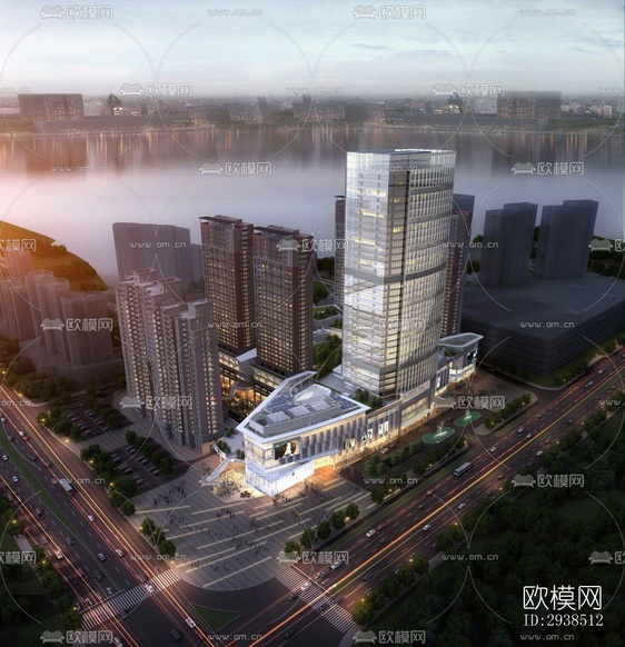 现代商业综合体效果图下载(渲染图1)