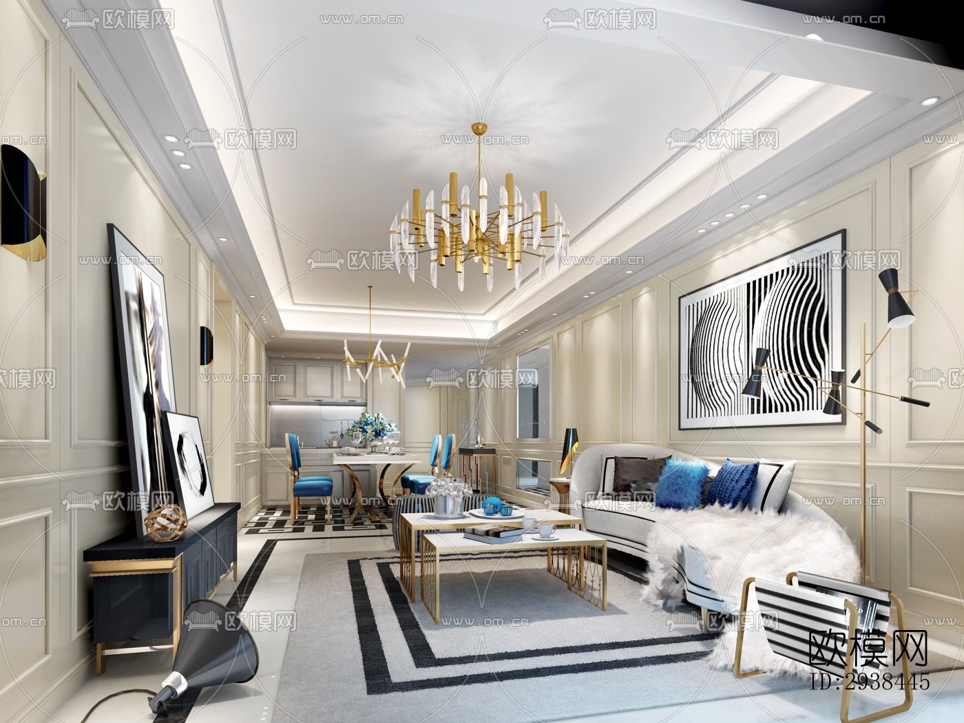 新中式售楼处效果图下载（渲染图2）