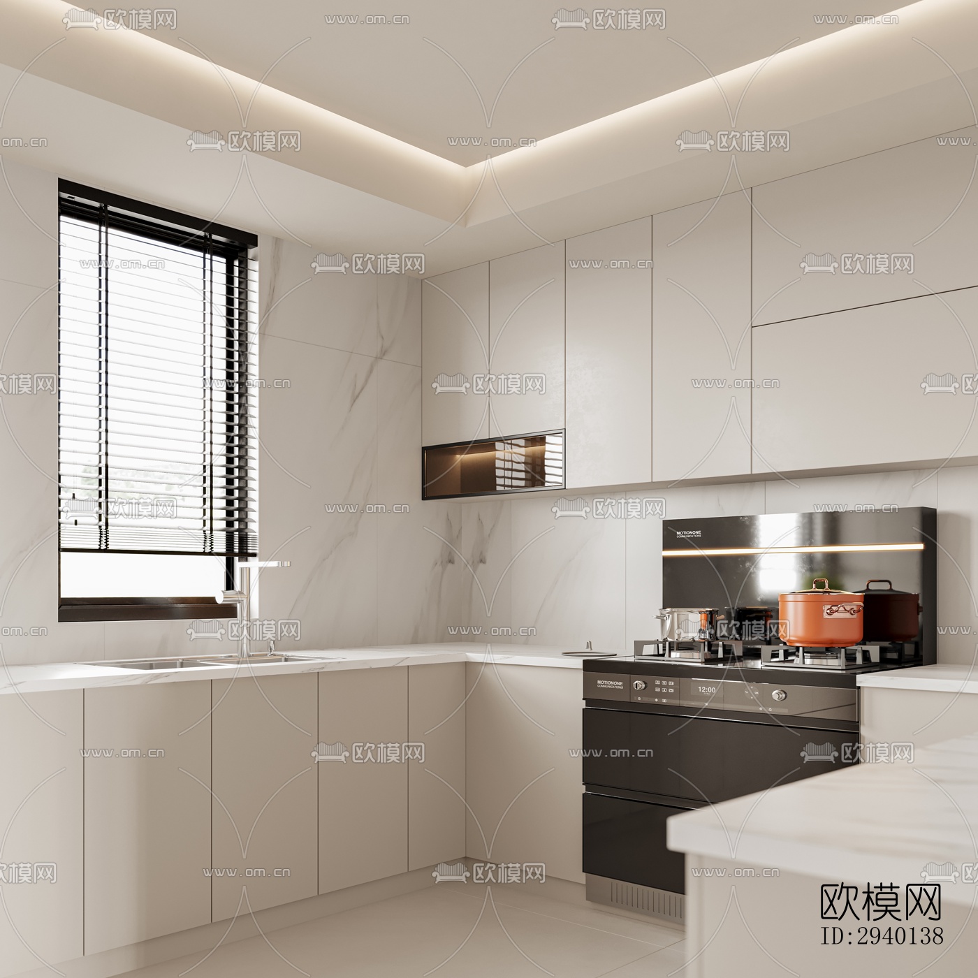 奶油风平层效果图下载（渲染图3）