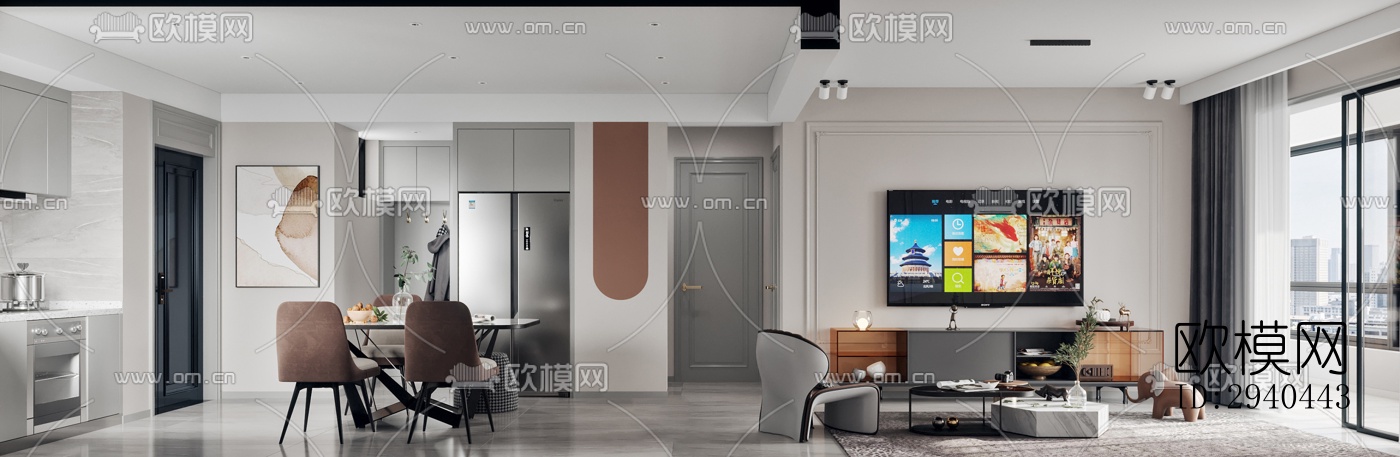 美式平层效果图下载（渲染图8）