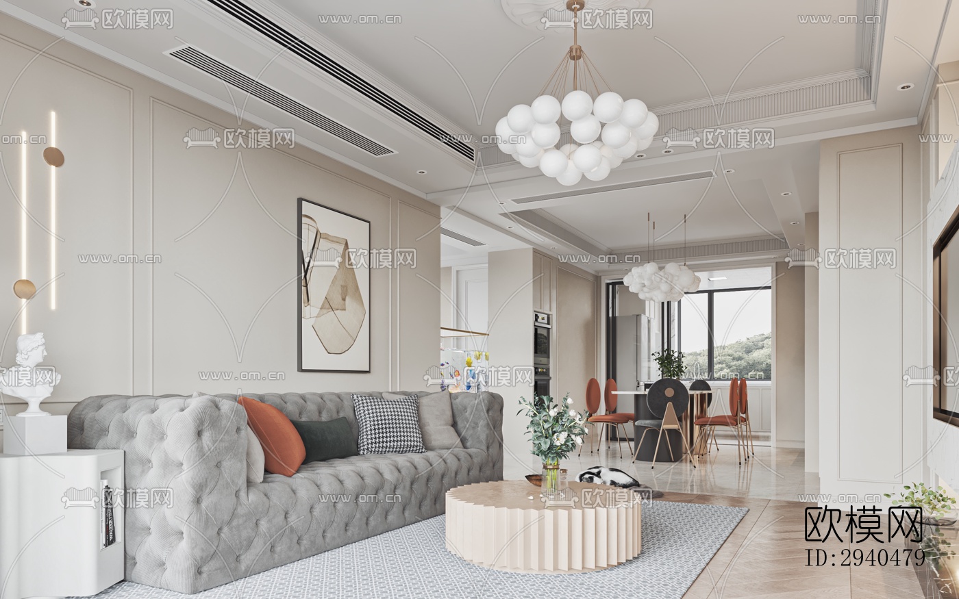 美式平层效果图下载（渲染图2）