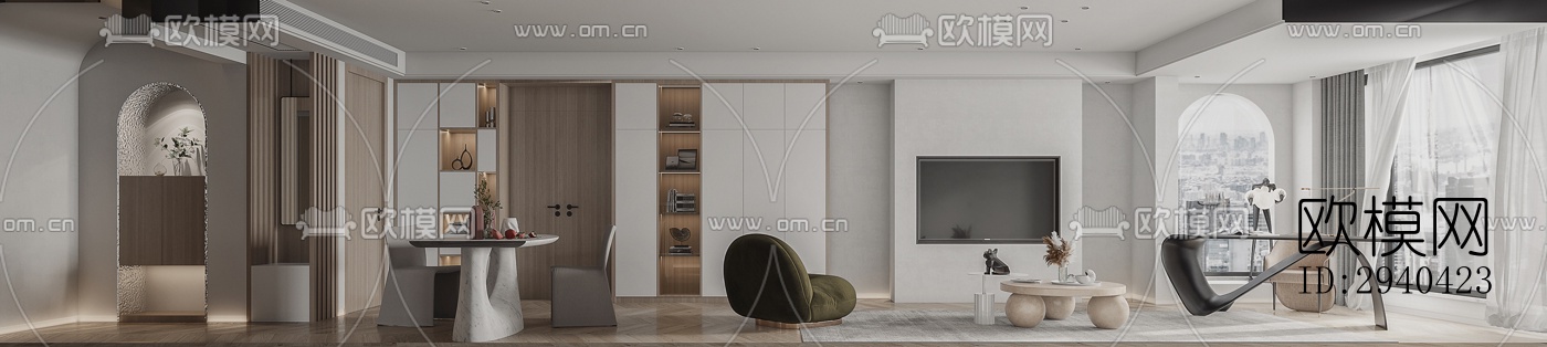 现代平层效果图下载（渲染图12）