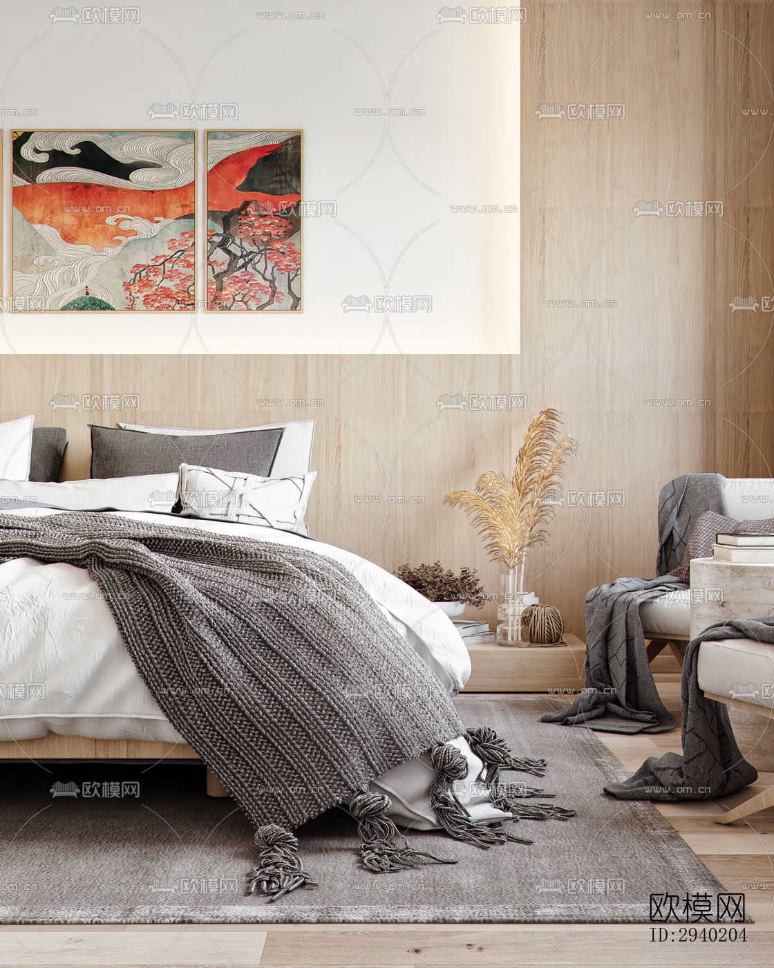 日式平层效果图下载（渲染图1）