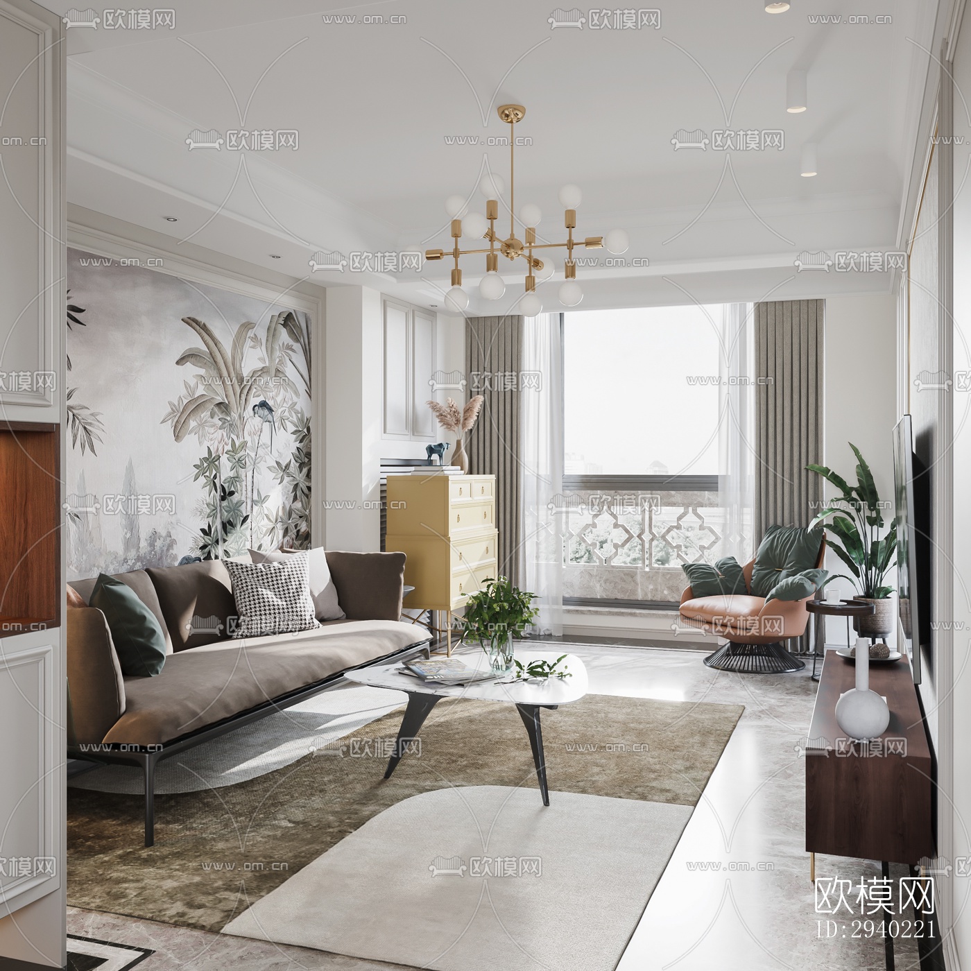 欧式平层效果图下载（渲染图14）