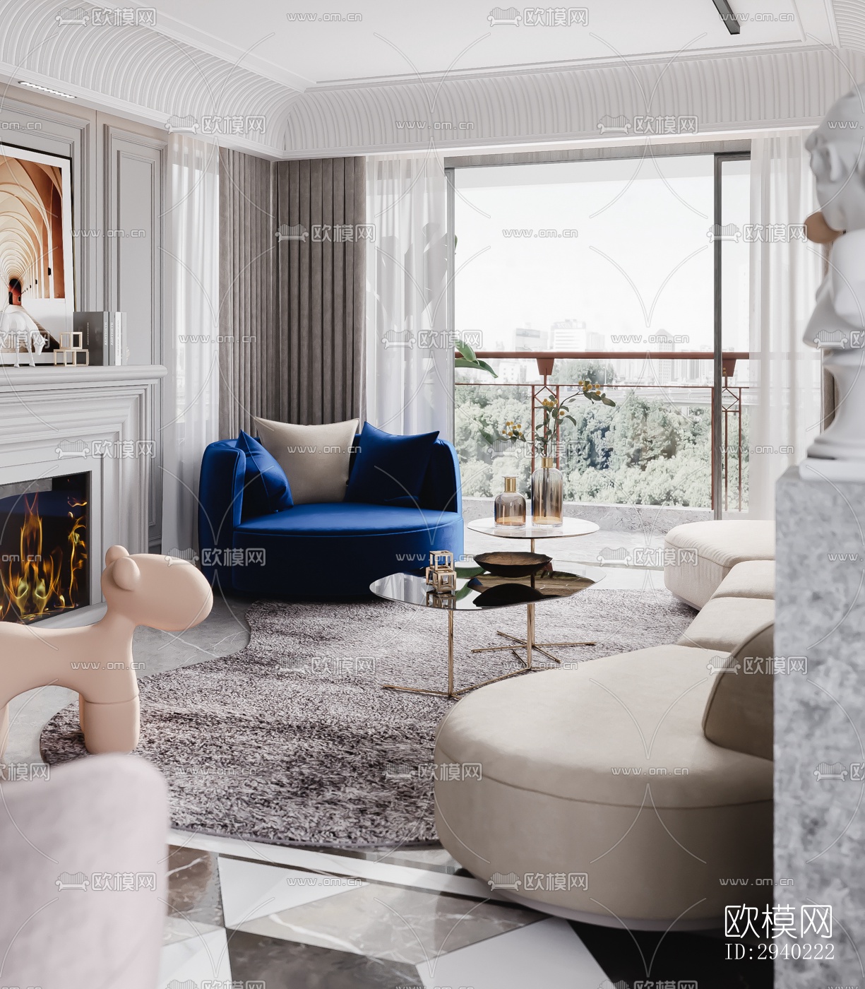 欧式平层效果图下载（渲染图1）