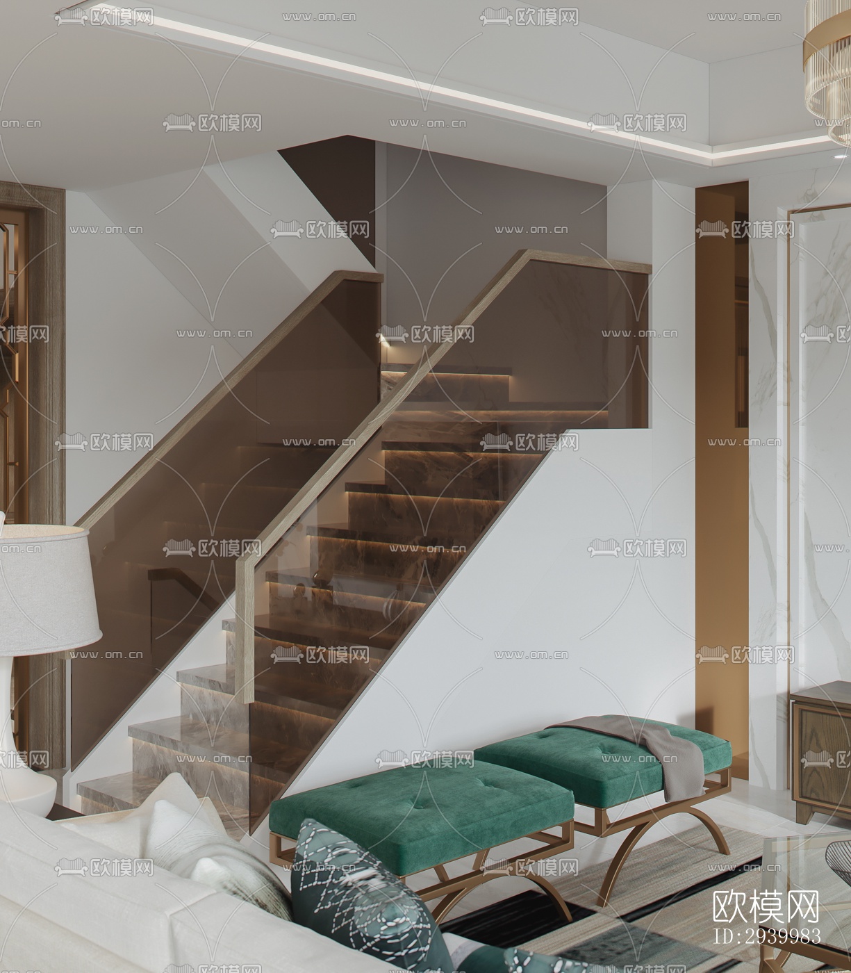 美式复式效果图下载（渲染图6）