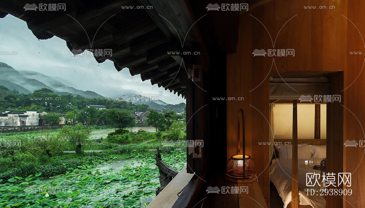 中式酒店民宿效果图下载（渲染图1）