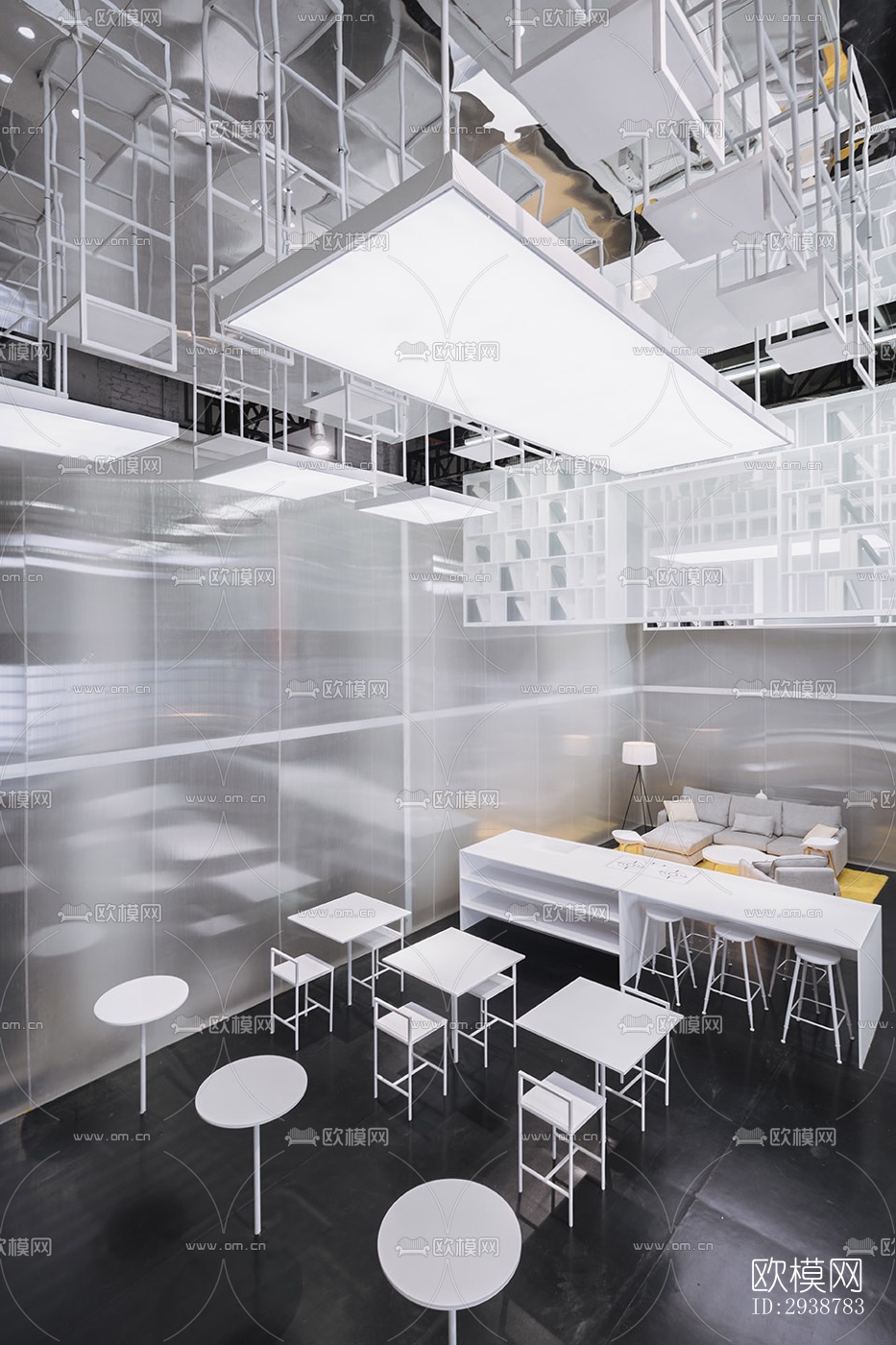 高级灰展览展厅效果图下载（渲染图15）