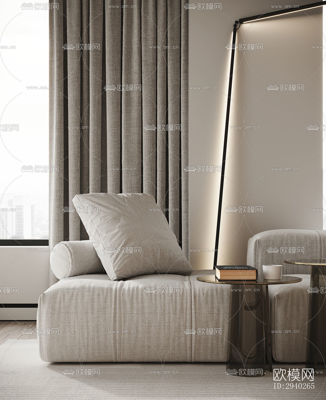 现代平层效果图下载（渲染图11）