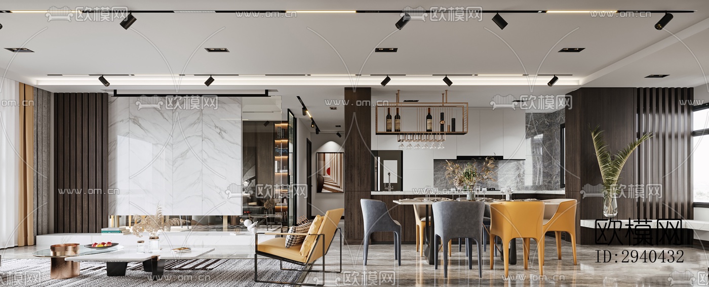 现代平层效果图下载（渲染图8）