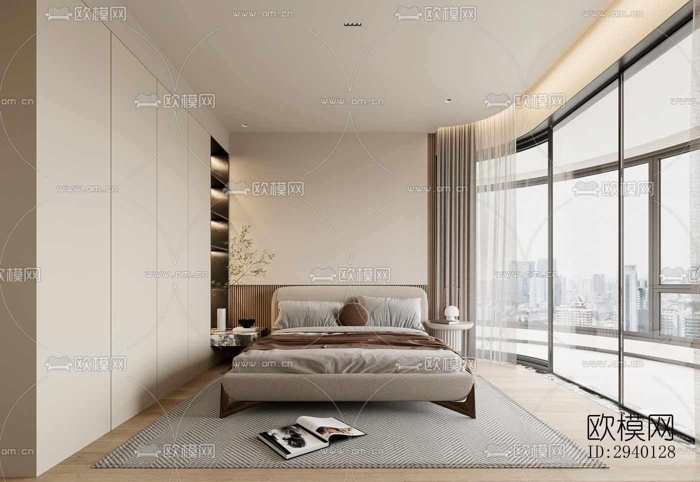 奶油风平层效果图下载（渲染图2）