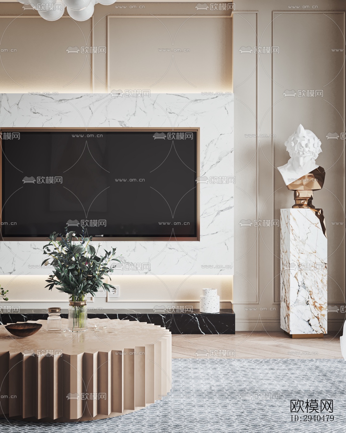 美式平层效果图下载（渲染图7）