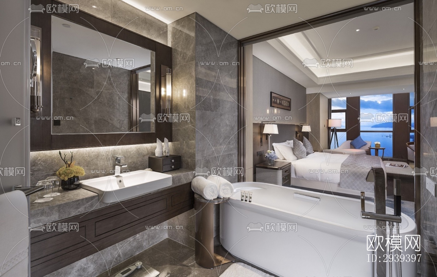 新中式酒店民宿效果图下载（渲染图5）