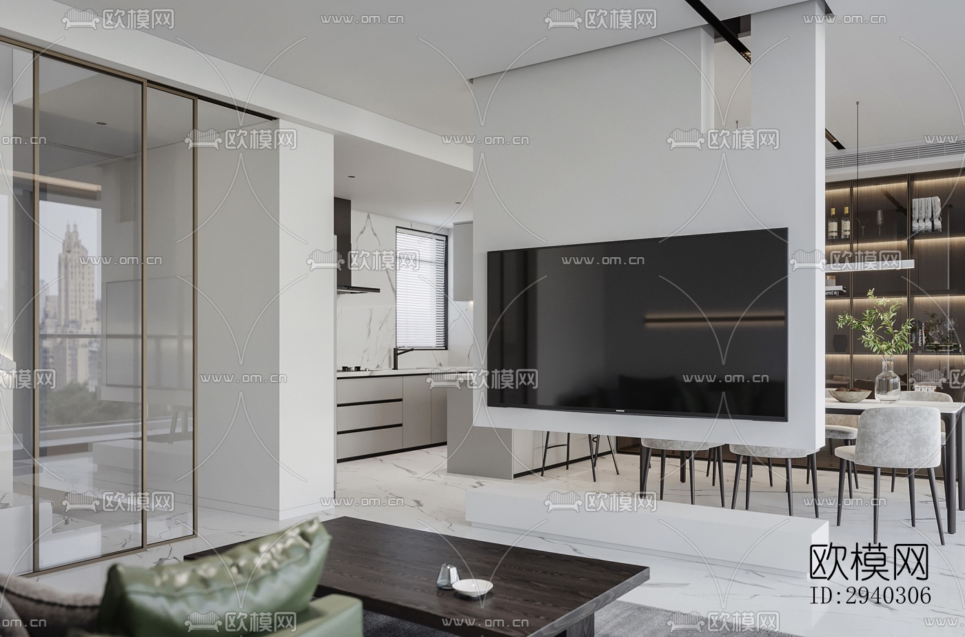 现代平层效果图下载（渲染图6）