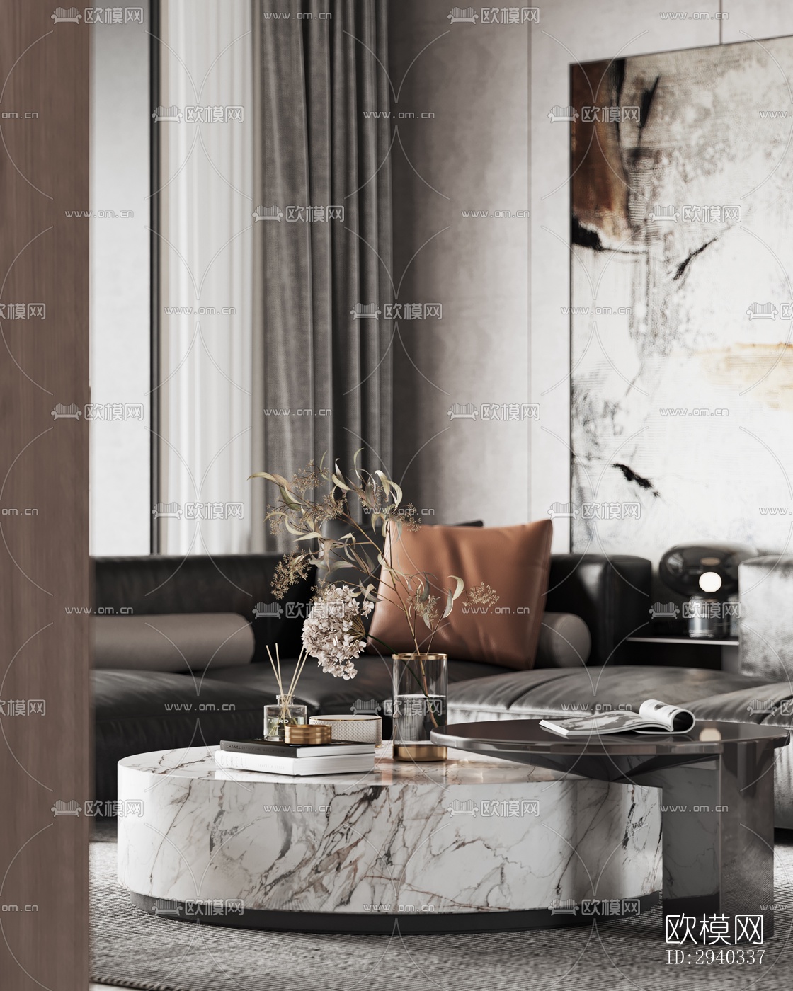 现代平层效果图下载（渲染图9）