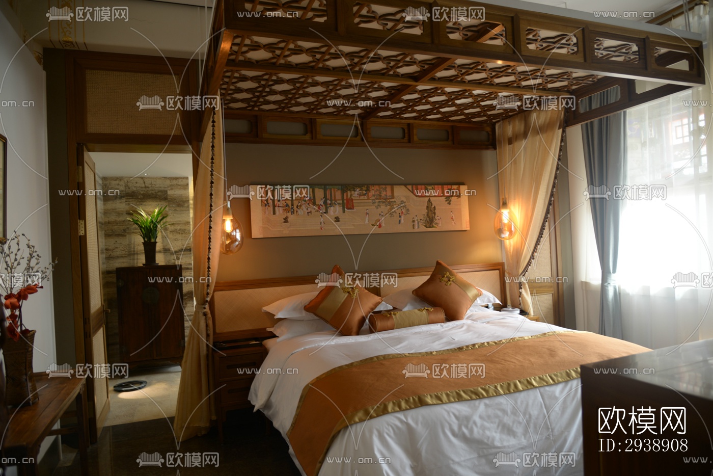 中式酒店民宿效果图下载（渲染图12）