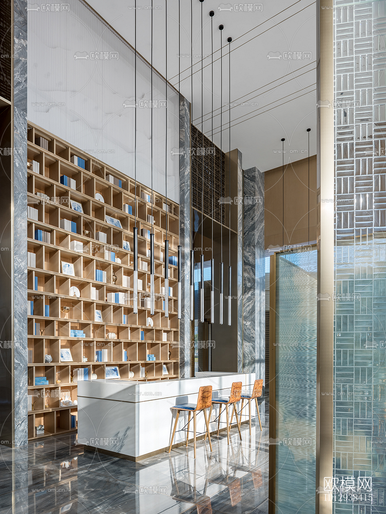 新中式售楼处效果图下载（渲染图2）