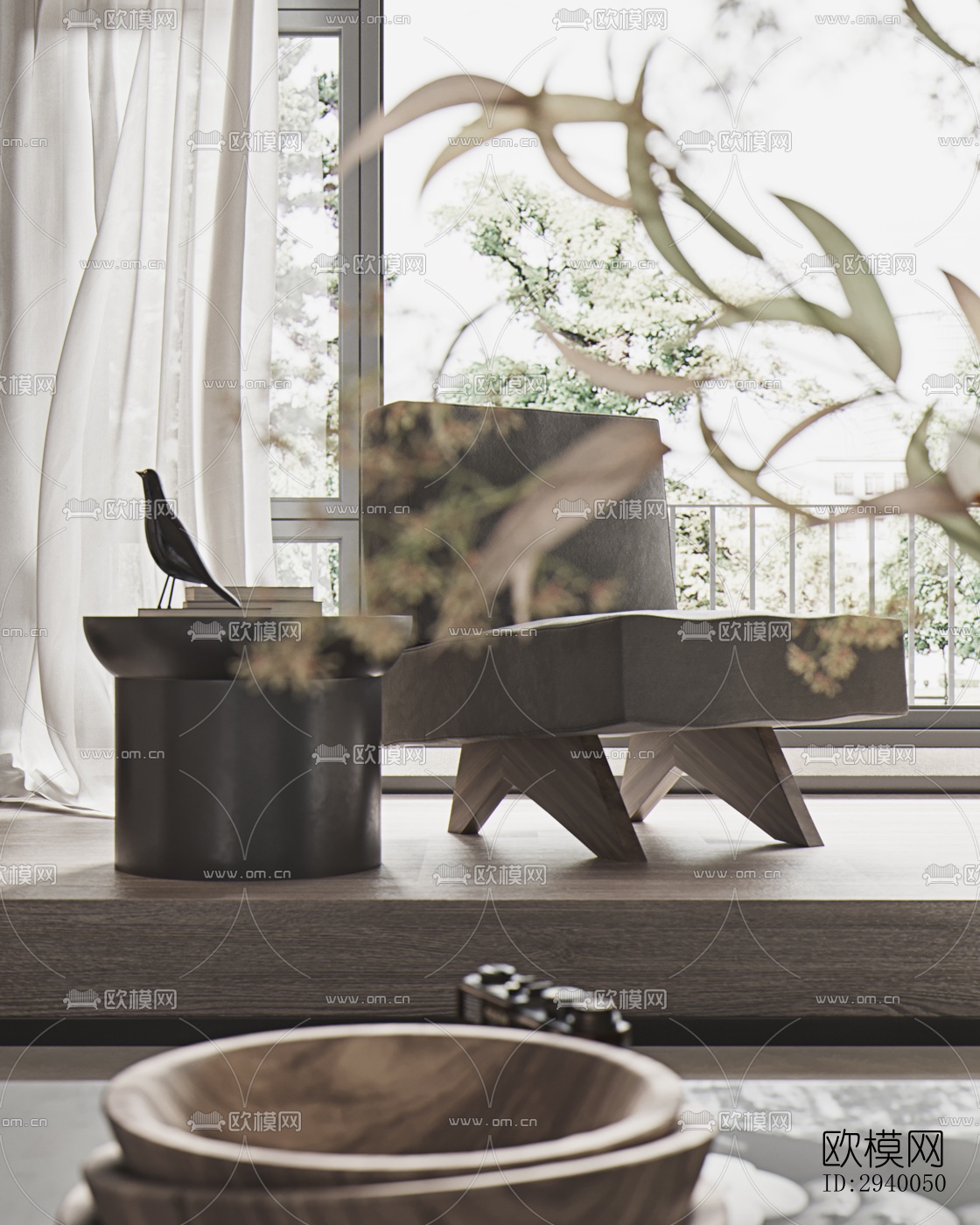 侘寂平层效果图下载（渲染图7）