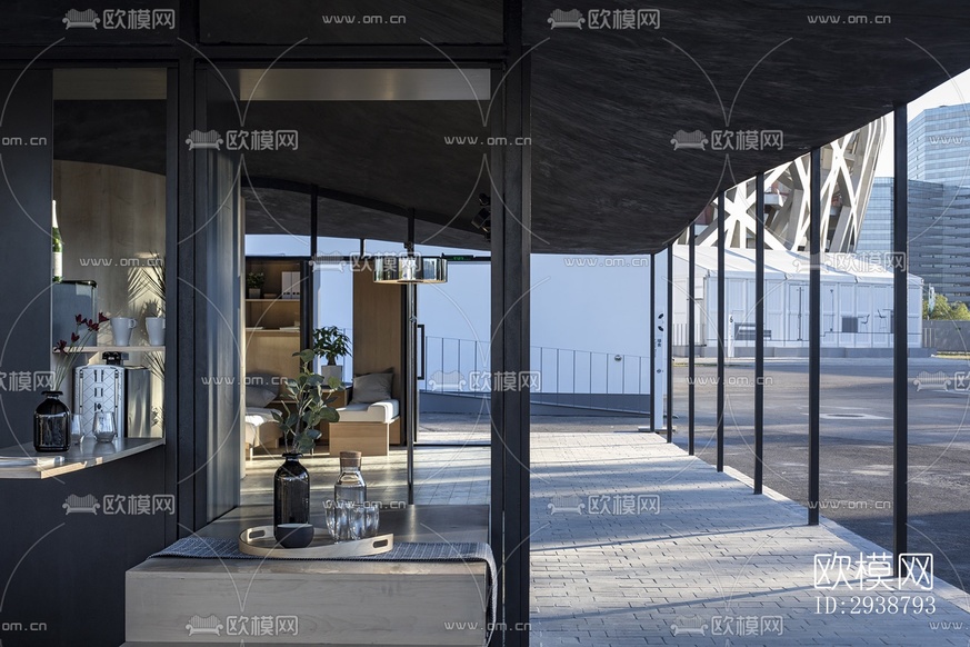 高級(jí)灰展覽展廳效果圖下載(渲染圖3)