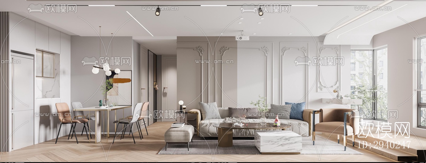 法式平层效果图下载（渲染图2）