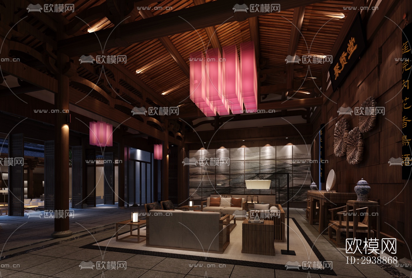 中式酒店民宿效果图下载（渲染图9）