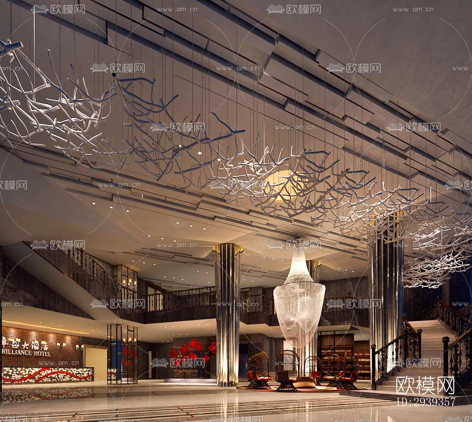 新中式酒店民宿效果图下载（渲染图7）