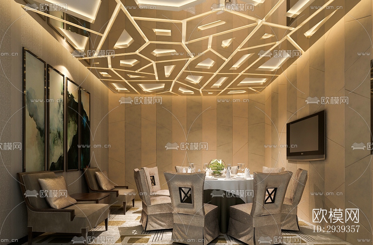 新中式酒店民宿效果图下载（渲染图1）