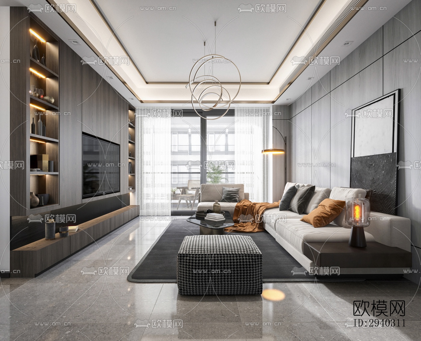 现代平层效果图下载（渲染图3）