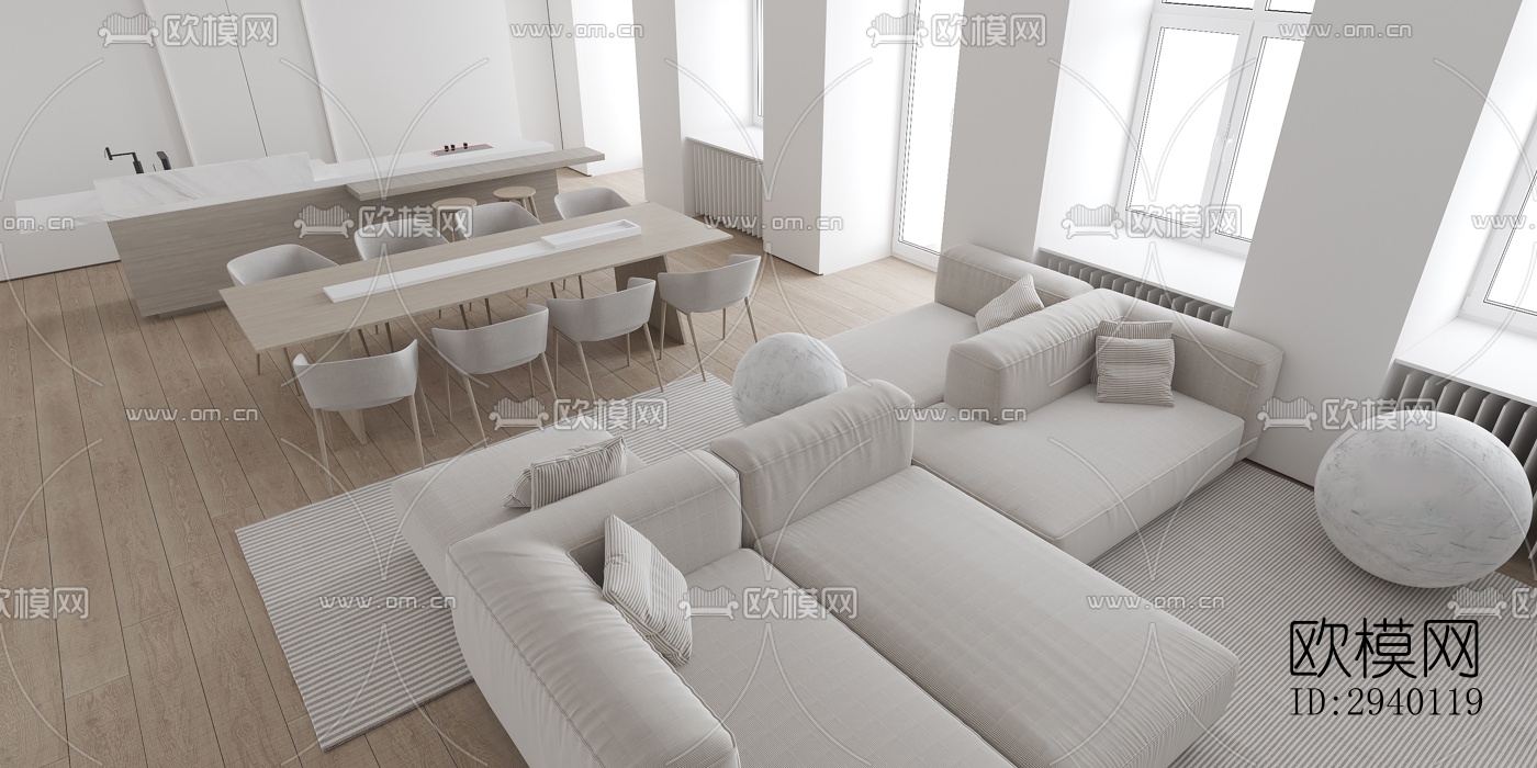 北欧平层效果图下载（渲染图1）