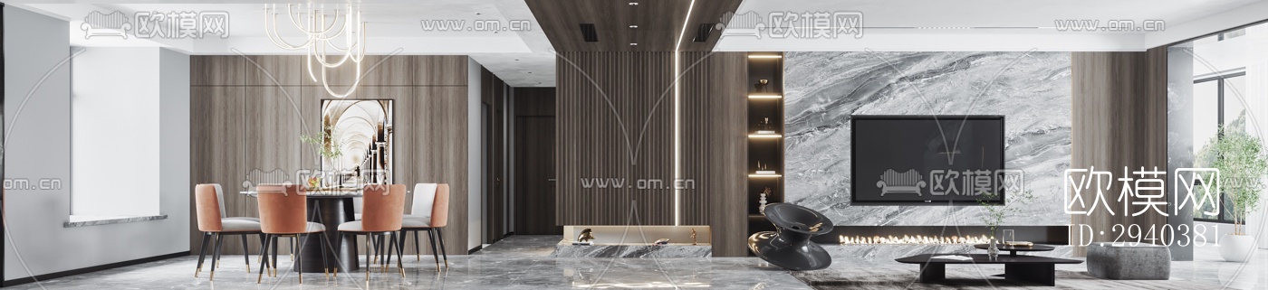 现代平层效果图下载（渲染图4）