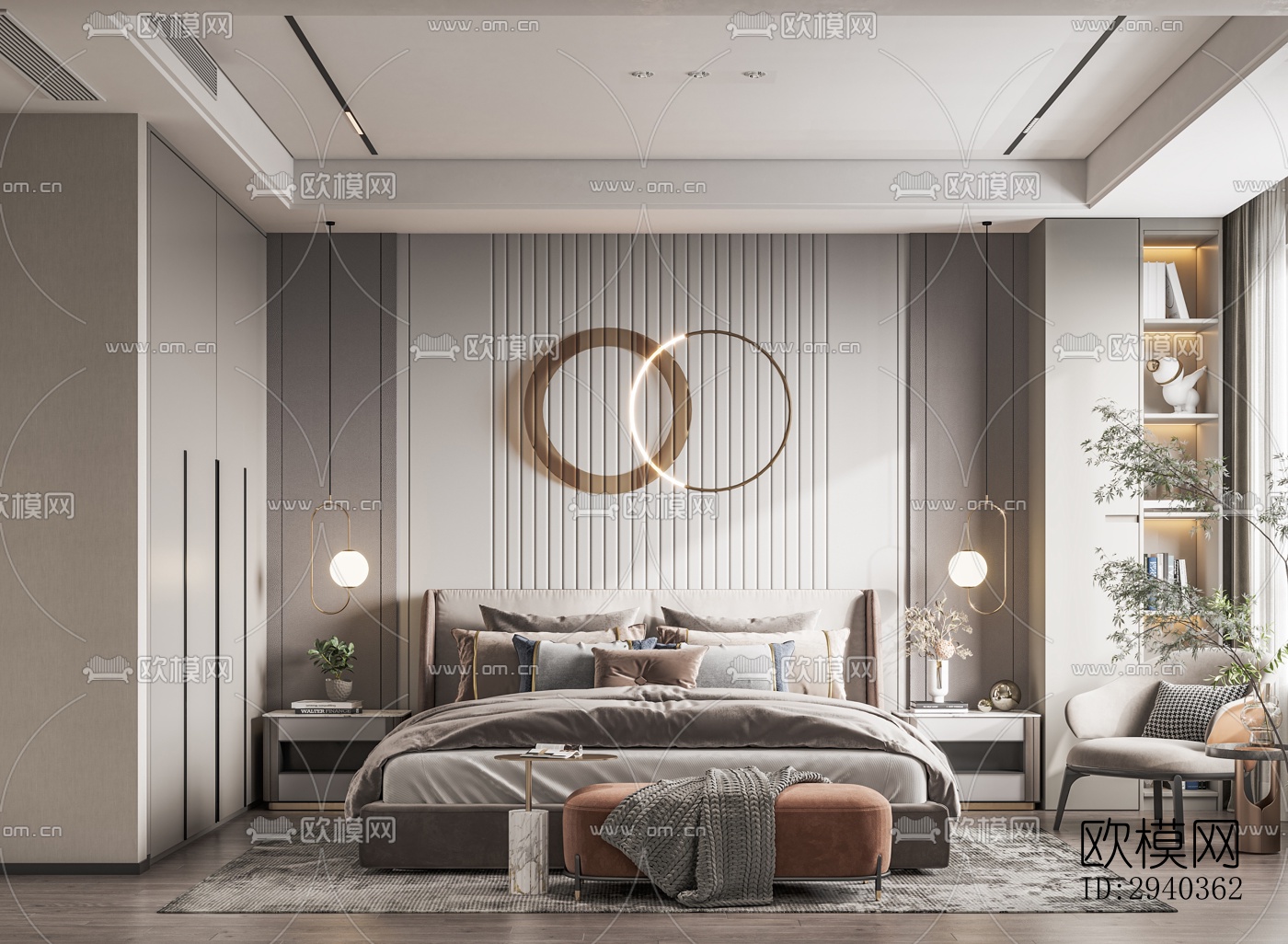 现代平层效果图下载（渲染图12）