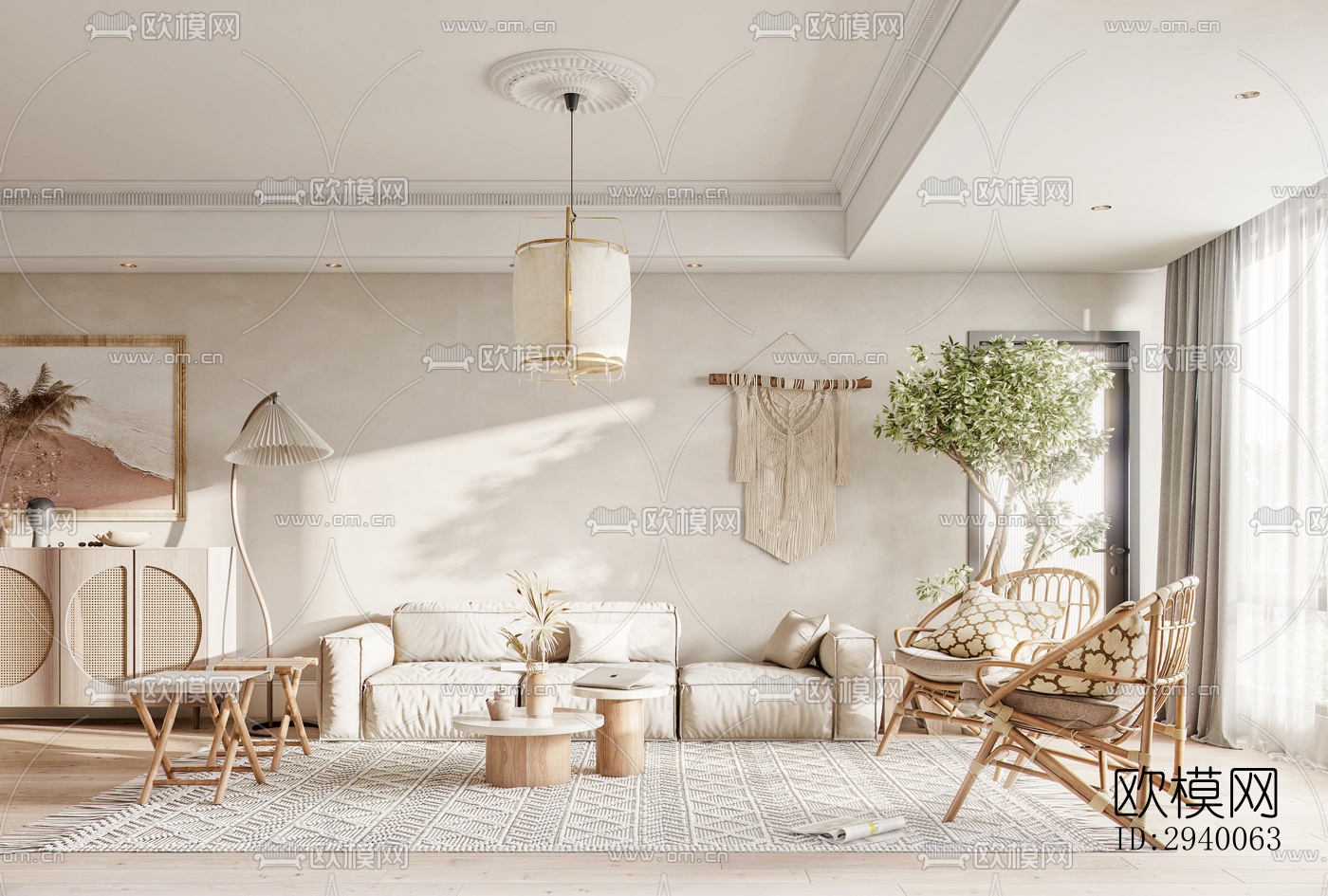 侘寂平层效果图下载（渲染图1）