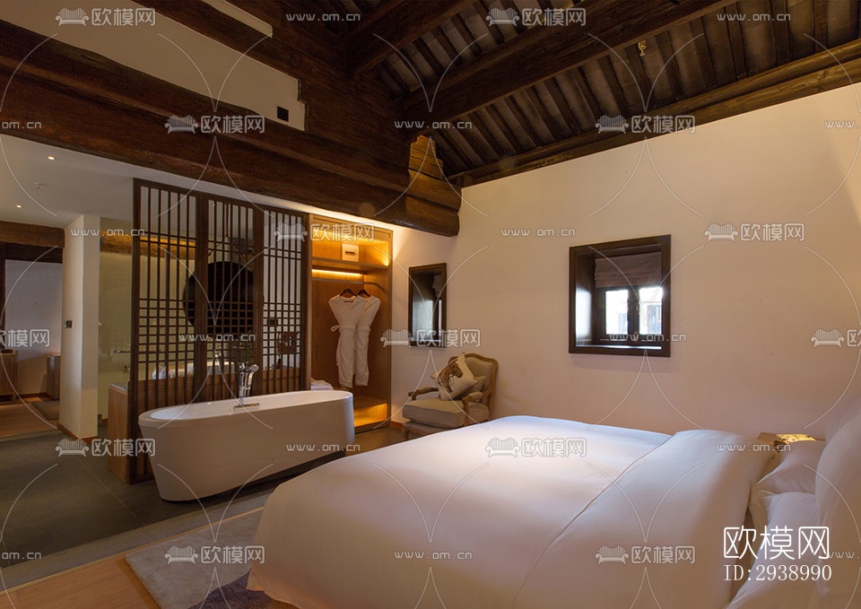 中式酒店民宿效果图下载（渲染图13）