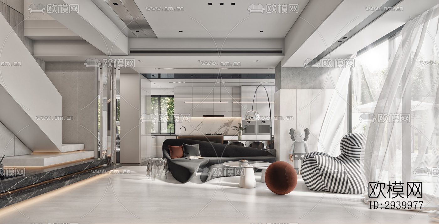 现代复式效果图下载（渲染图17）