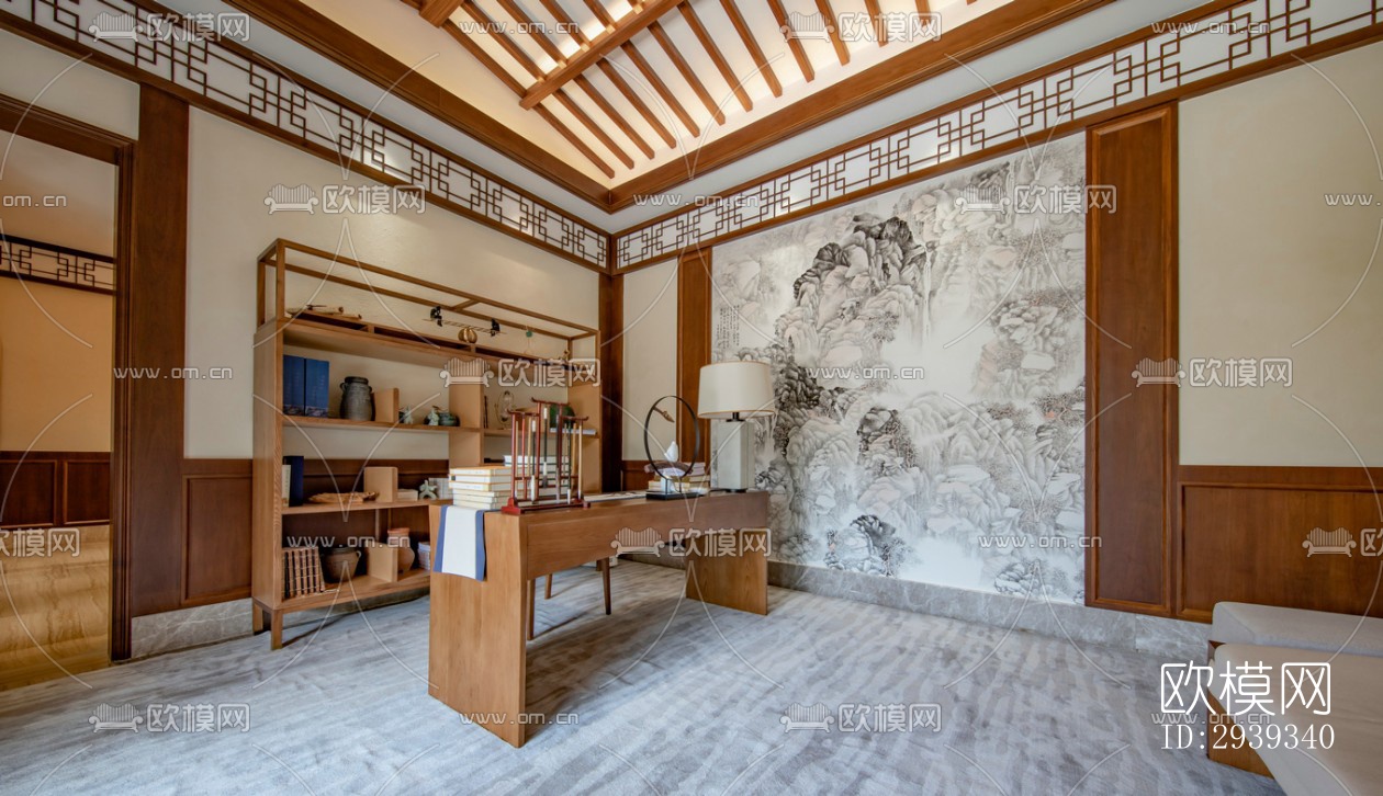 新中式酒店民宿效果图下载（渲染图12）