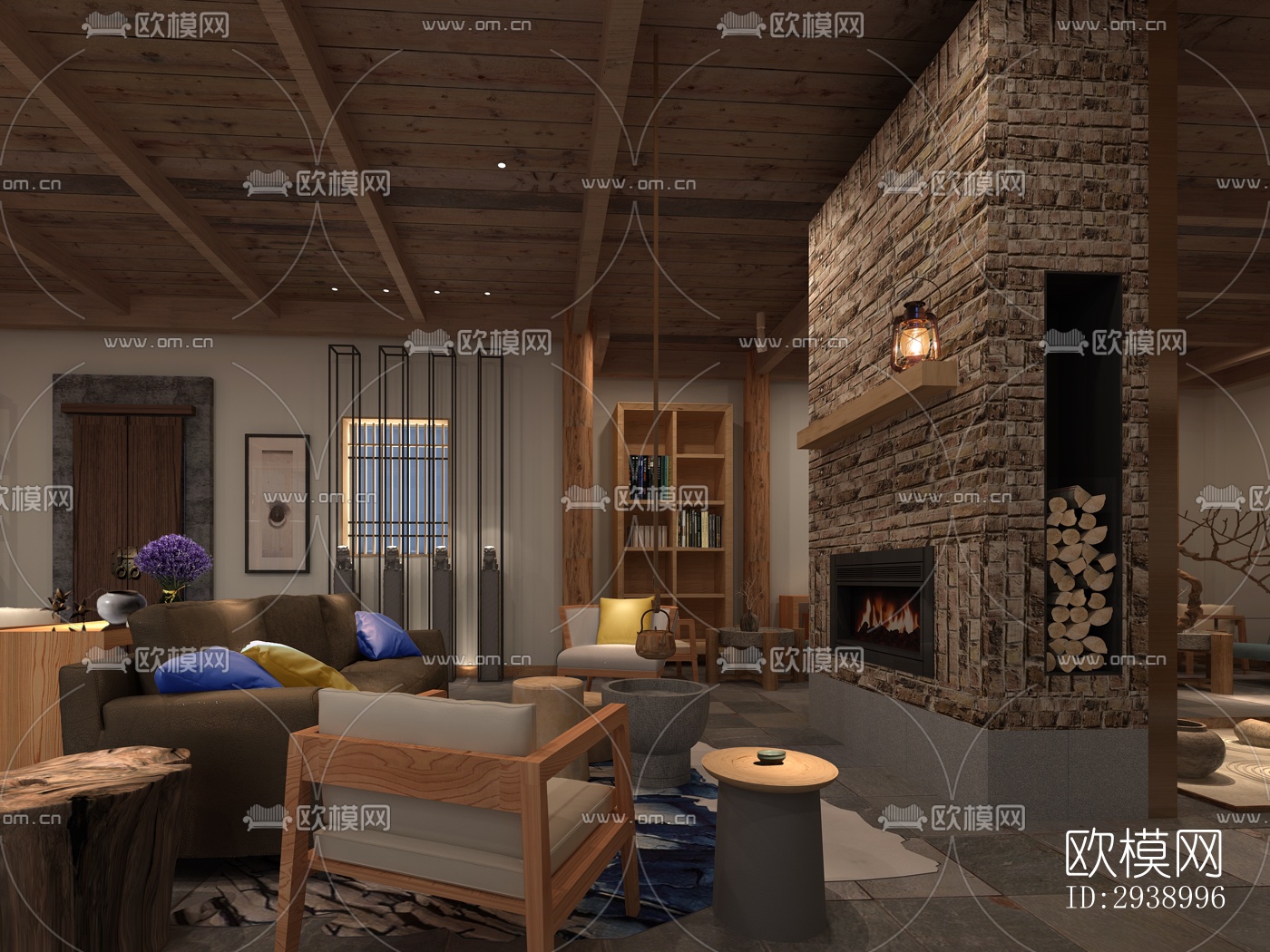 中式酒店民宿效果图下载（渲染图1）