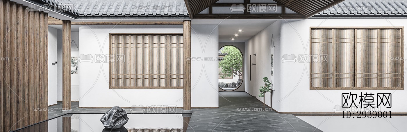 中式酒店民宿效果图下载（渲染图1）