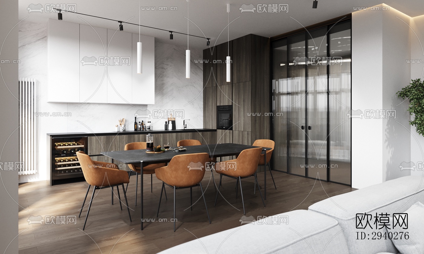 现代平层效果图下载（渲染图1）