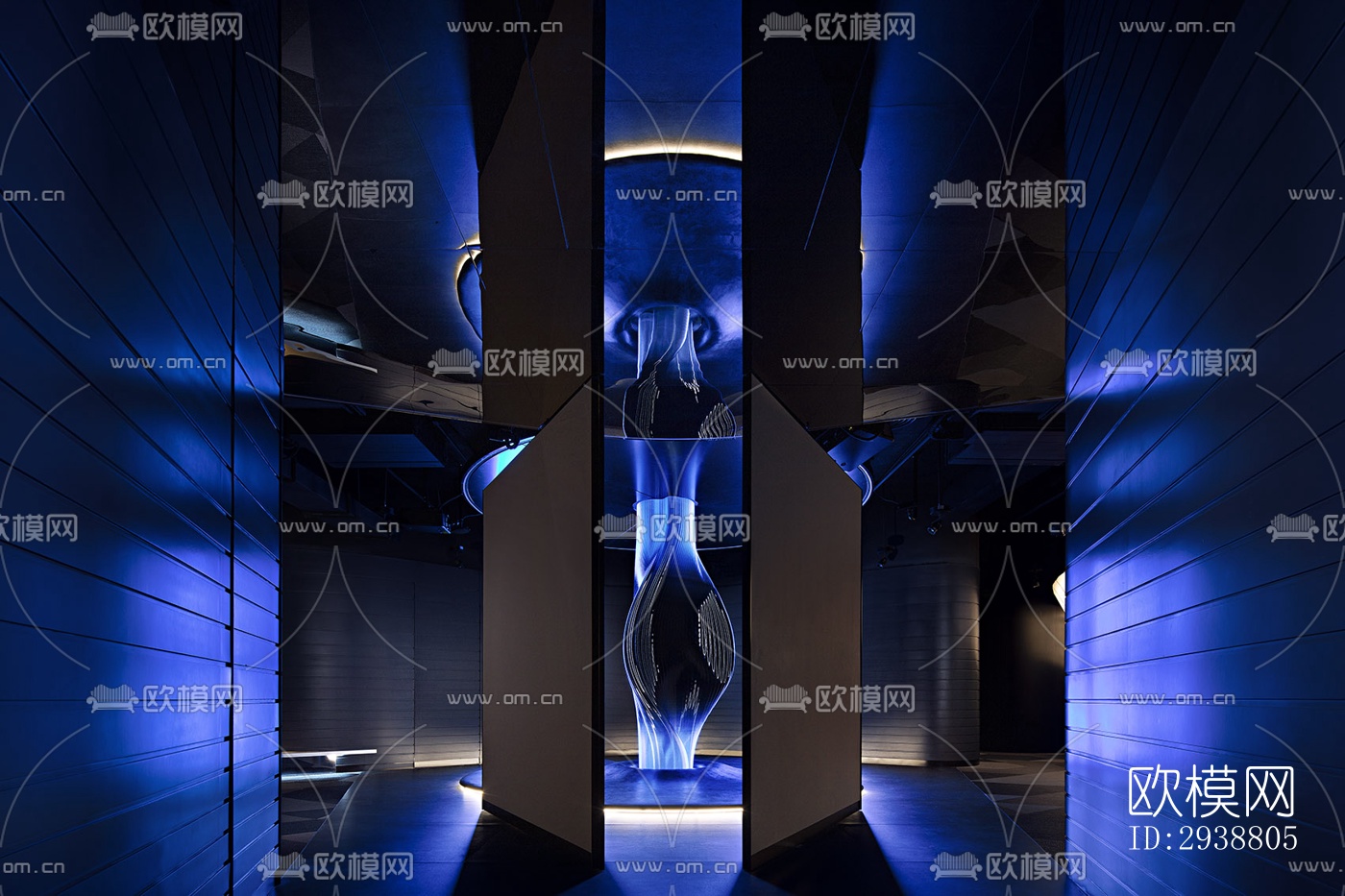 高级灰展览展厅效果图下载（渲染图9）