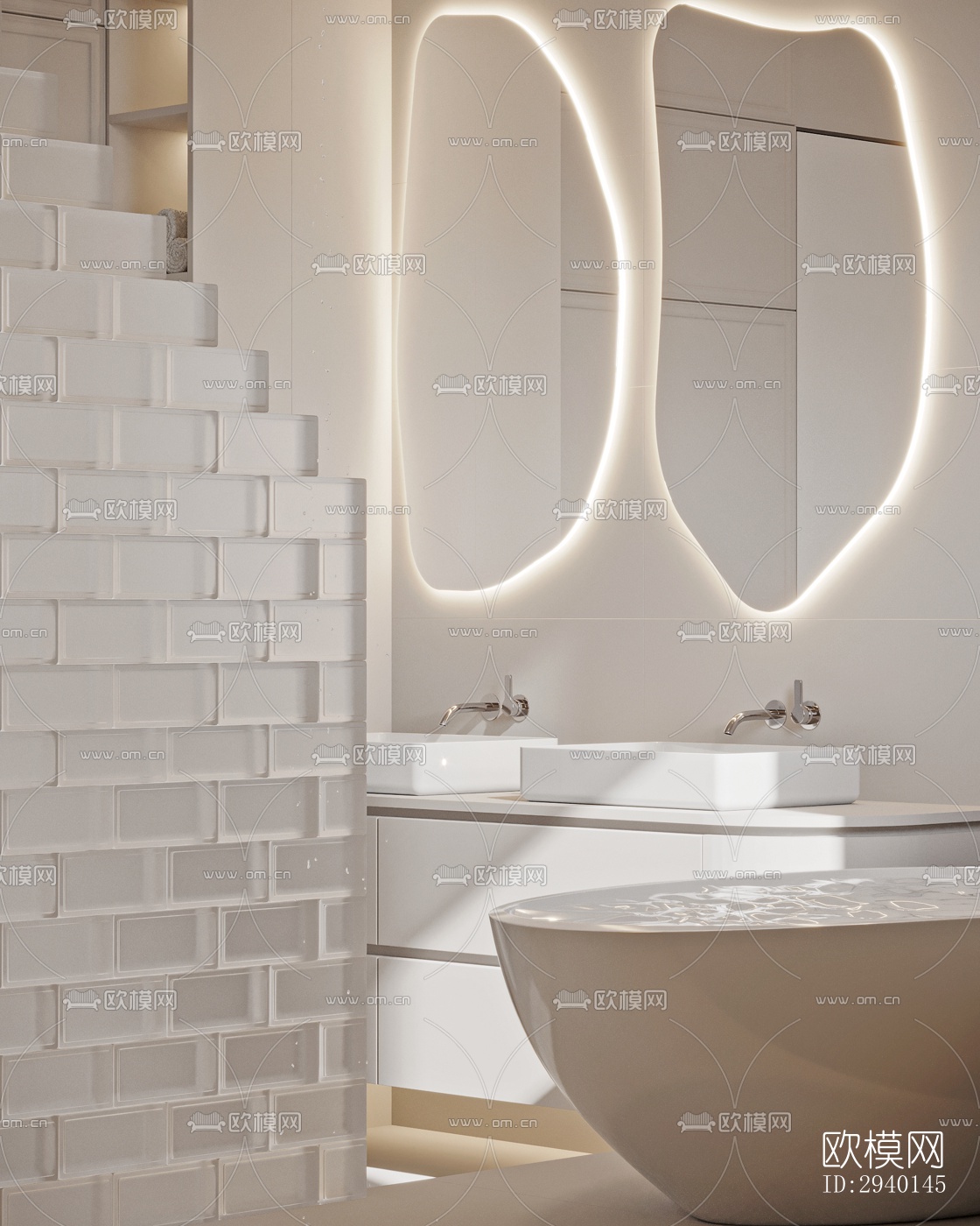 奶油风平层效果图下载（渲染图19）