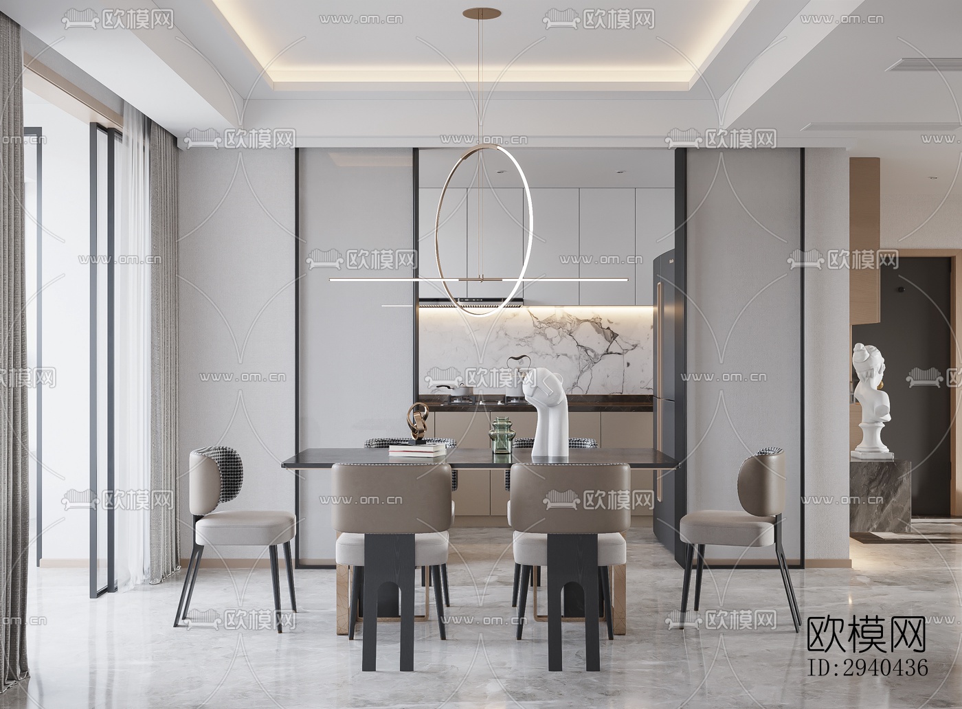 现代平层效果图下载（渲染图4）