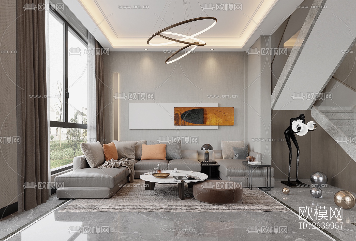 现代复式效果图下载（渲染图3）